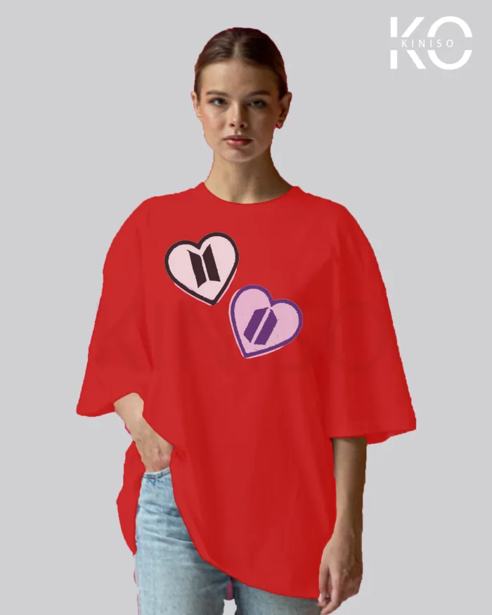BTS Army Logo Heart Printed T-shirt for K-Pop Fan Girls