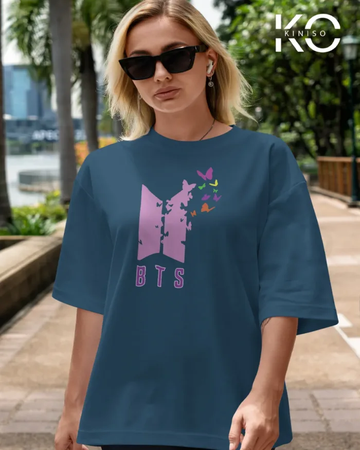 BTS Graphic T-shirt - BTS Logo Butterfly Tee - for Women in BD