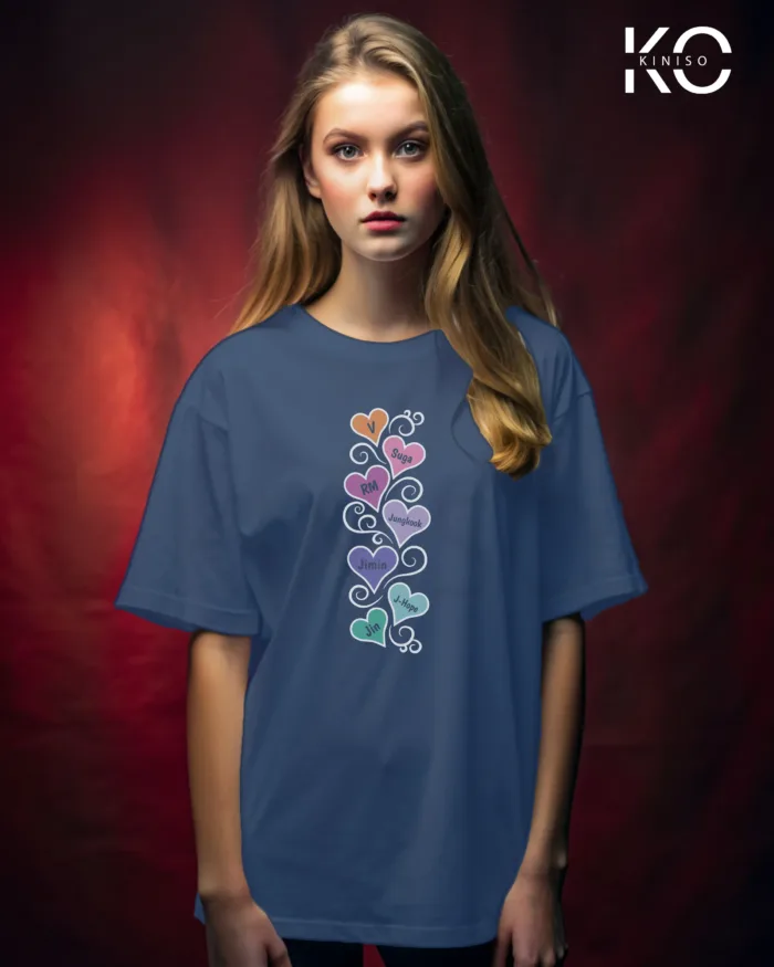 K-pop BTS T-shirt - Member Names in Heart shaped Leaves- for Girls in Bangladesh - Image 6