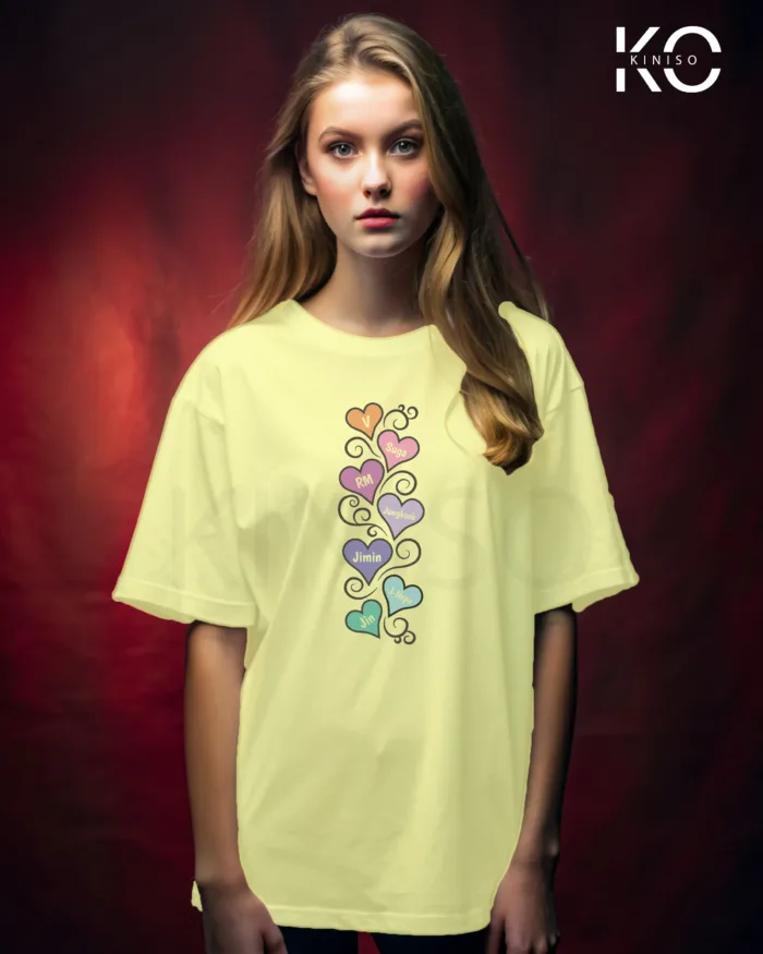 K-pop BTS T-shirt - Member Names in Heart shaped Leaves- for Girls in Bangladesh - Image 4