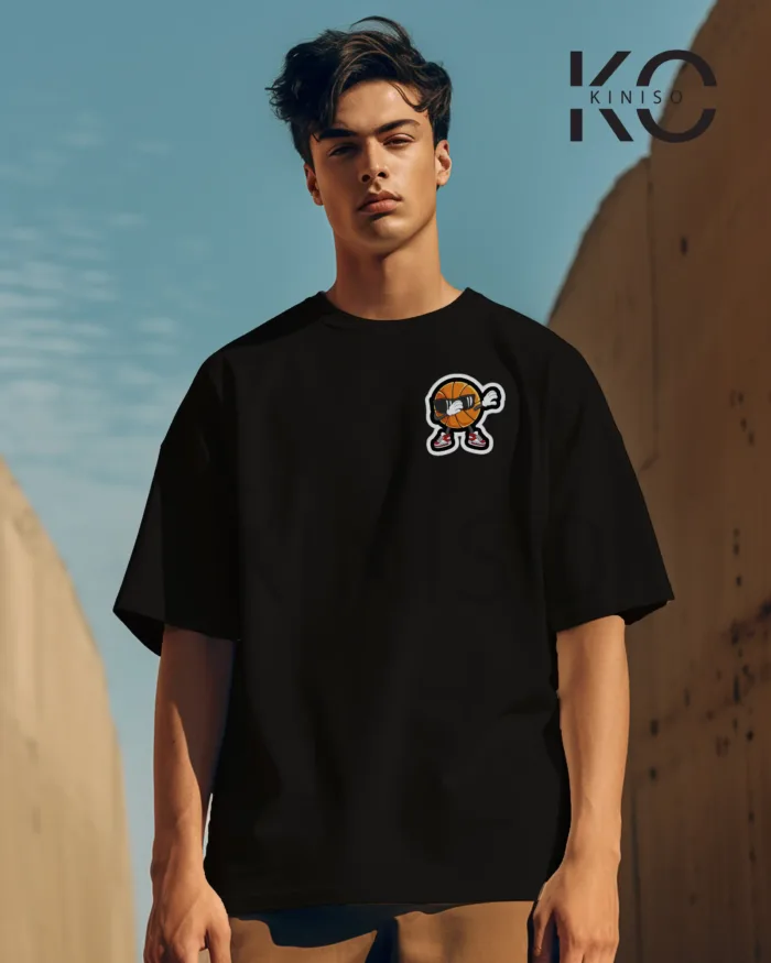Image of White Color NBA Drop Shoulder T-Shirts with Basketball Sunglass Printed for Basketball Lovers