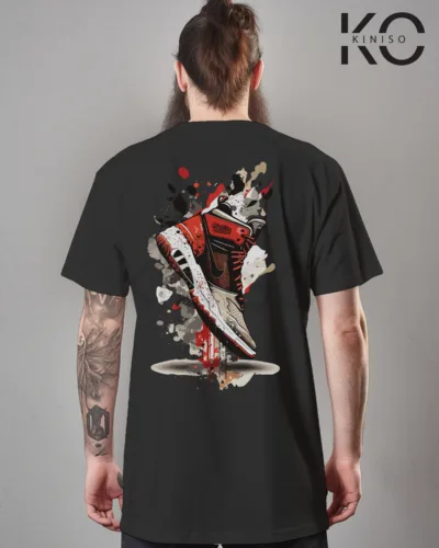 Image of Black Color NBA Drop Shoulder T-Shirts with Basketball Shoe Grafitti Printed for Basketball Lovers
