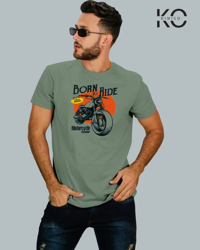 Motorcycle Scrambler Born to Ride Designed T-Shirts for Mens - Image 3