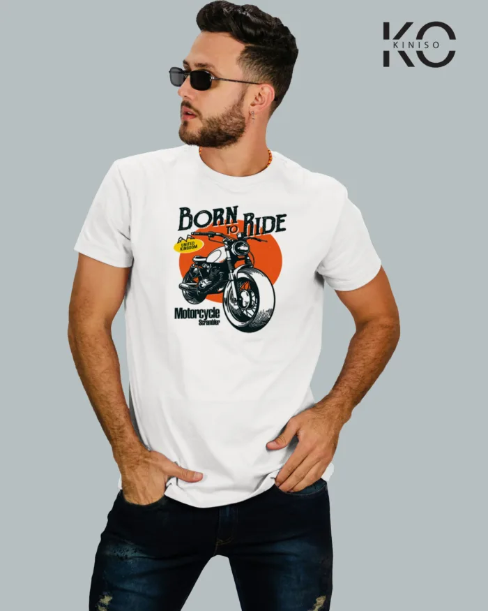 Motorcycle Scrambler Born to Ride Designed T-Shirts for Mens - Image 2