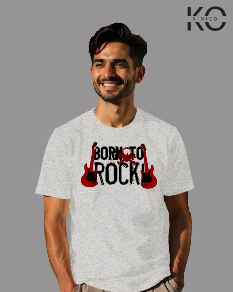 Music Inspired T Shirts With Born To Rock Design Printed For Music