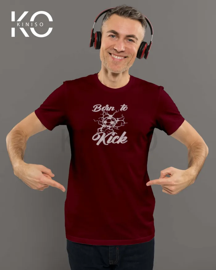 Born To Kick balls Themed Football T-Shirts for Men - Image 4