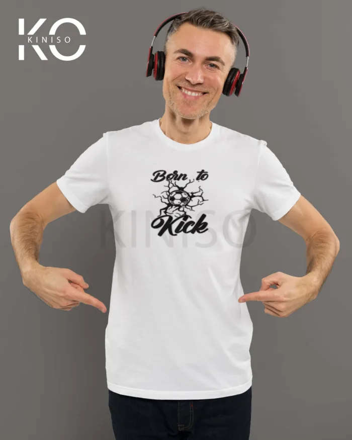 Born To Kick balls Themed Football T-Shirts for Men - Image 3