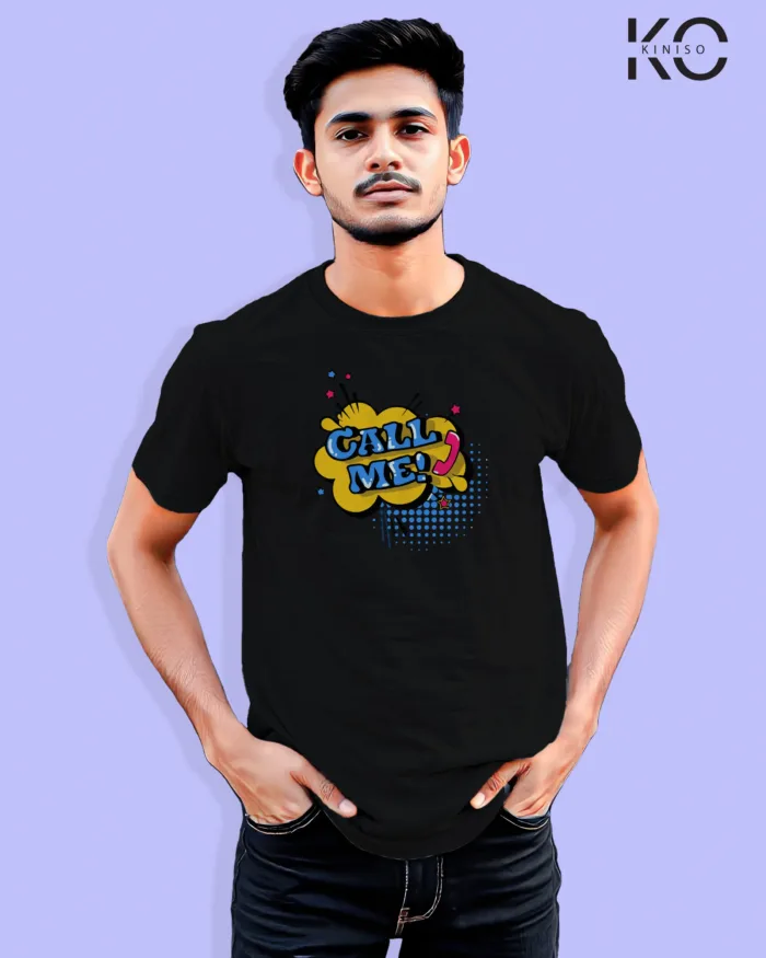 Comic T-Shirts - Call Me Design Printed - for Men - Image 8