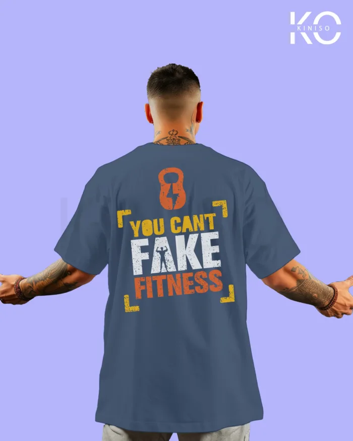 GYM Themed T-Shirt with Can't Fake Fitness Design for Men