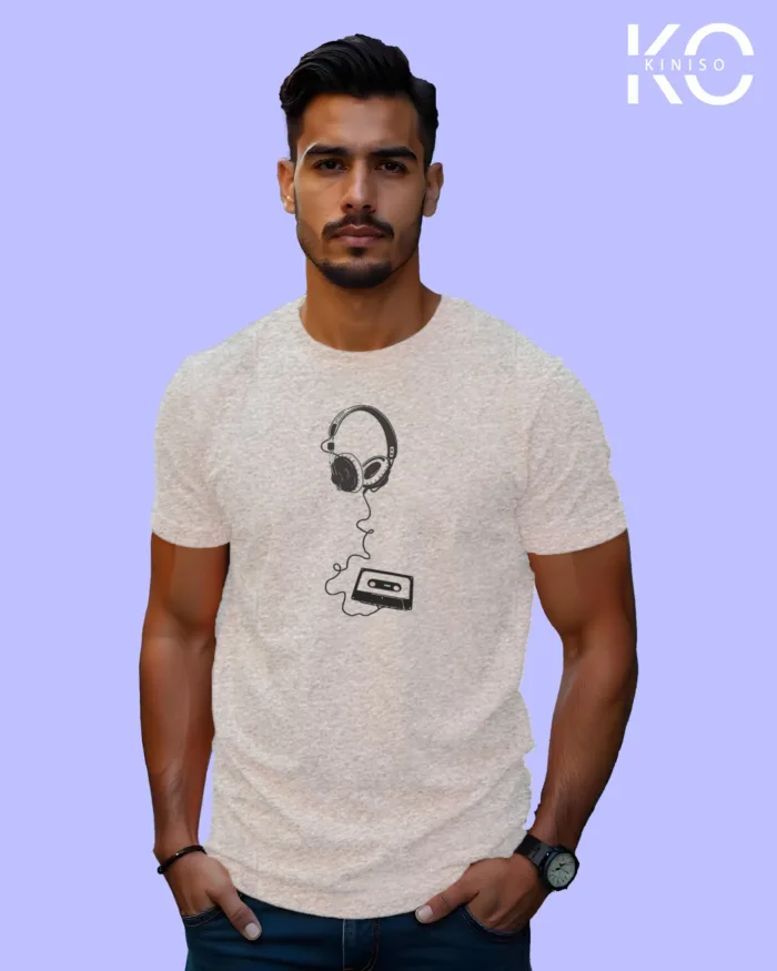 Music Inspired t shirts with Cassette Tape and Headphone Design Printed for Music Lover in Bangladesh