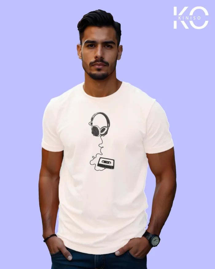Music Inspired t shirts with Cassette Tape and Headphone Design Printed for Music Lover in Bangladesh - Image 3