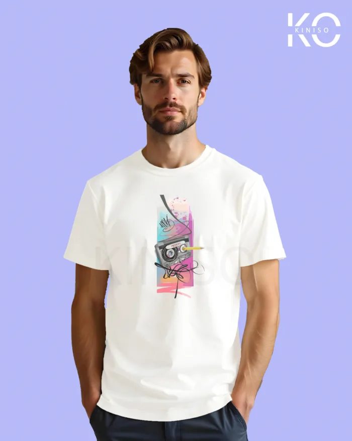 Music Inspired t shirts with Cassette Tape with Pencil Design Printed for Music Lover in Bangladesh - Image 3