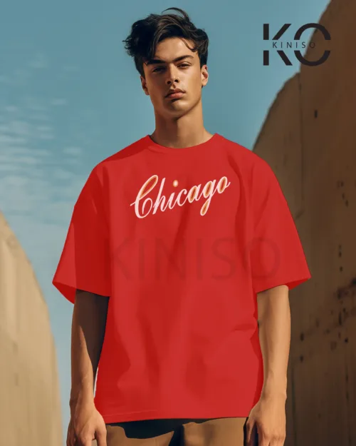 Image of Red Color NBA Drop Shoulder T-Shirts with Chicago 23 Printed for Basketball Lovers