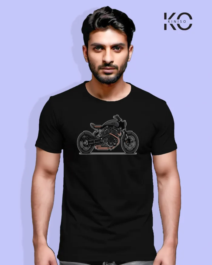 Cool Black Bike Designed Graphic Motorcycle tees for Men - Image 8