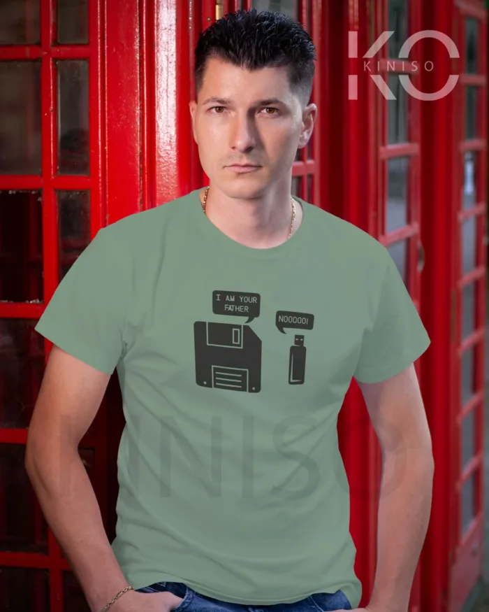 Engineer T-Shirt for men - Floppy USB Father Printed Half Sleeve Street-Wear - Image 6