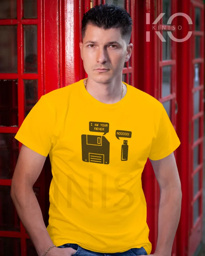 Engineer T-Shirt for men - Floppy USB Father Printed Half Sleeve Street-Wear - Image 2