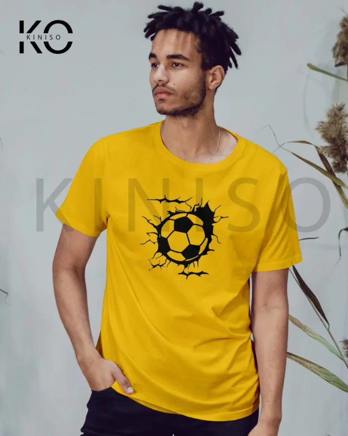 Football t shirts - Football coming through a Cracking wall - soccer tees - in Bangladesh