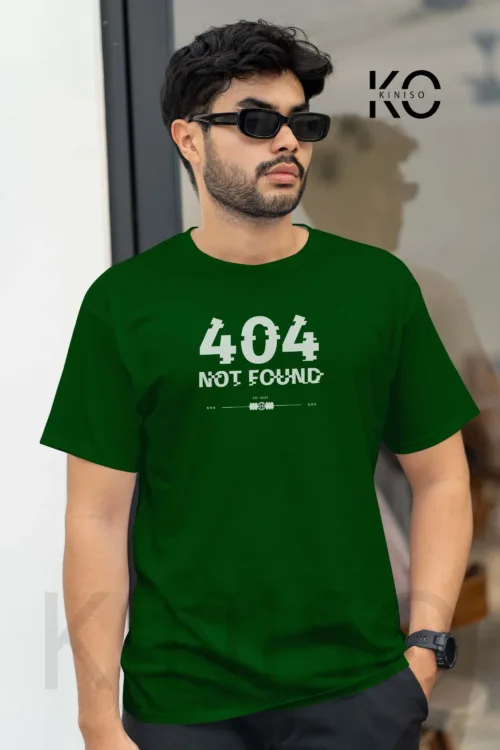 Half Sleeve Round Neck Bottle Green T Shirt for Men Tech 404