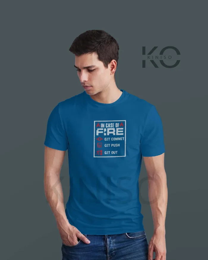 Engineer Tees - "In case of Fire GIT OUT" - Geeky Male's Staff Neck Half Sleeve Tee Shirt in Dhaka - Image 8