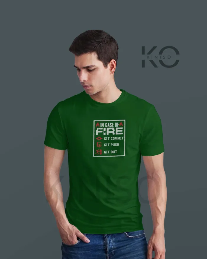 Engineer Tees - "In case of Fire GIT OUT" - Geeky Male's Staff Neck Half Sleeve Tee Shirt in Dhaka - Image 7