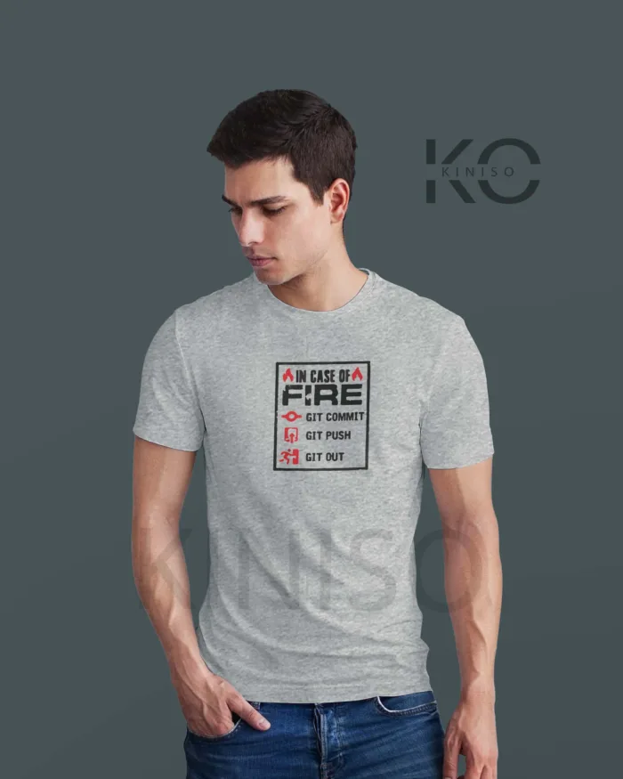Engineer Tees - "In case of Fire GIT OUT" - Geeky Male's Staff Neck Half Sleeve Tee Shirt in Dhaka - Image 6