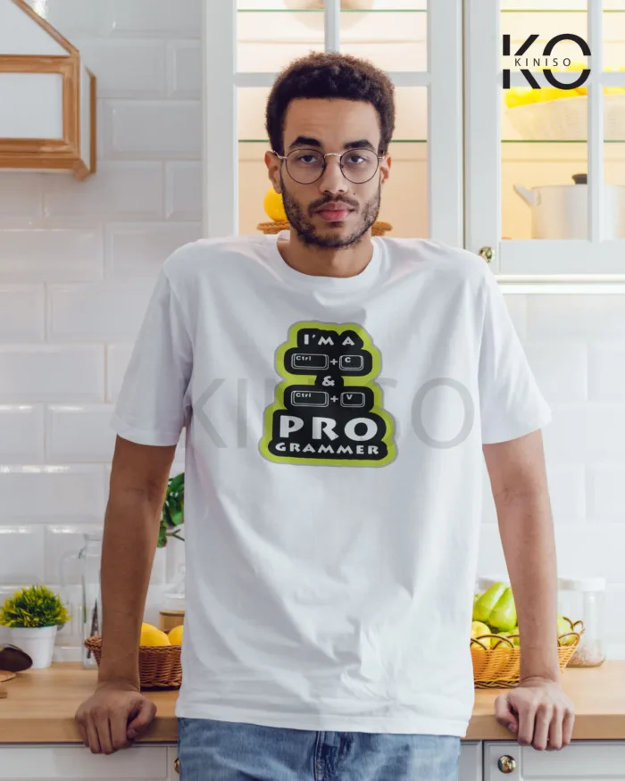 Engineer Tees - "ctrl-C ctrl-V Programmer" - Geeky Men's Staff Neck Half Sleeve T-Shirt in BD - Image 2