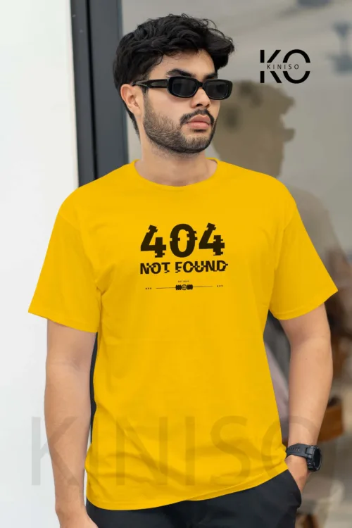Half Sleeve Round Neck Yellow T Shirt for Men Tech 404