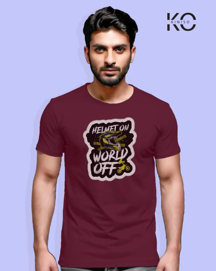 Motorcycle T-Shirt with Helmet on world off design for bike Enthusiast - Image 4