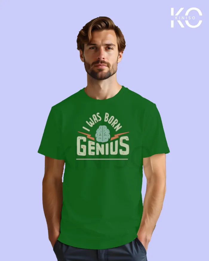 Engineer T-Shirt for men - I Was Born Genius Printed Half Sleeve Street-Wear - Image 7