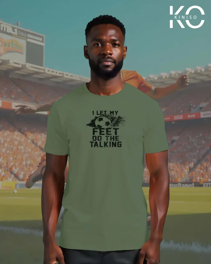 Soccer Themed T-Shirt with I Let My Foot Talk Design - Image 5