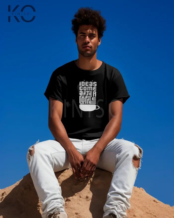Half Sleeve T-Shirt for Men – Designer – Ideas Come After Coffee - Image 9