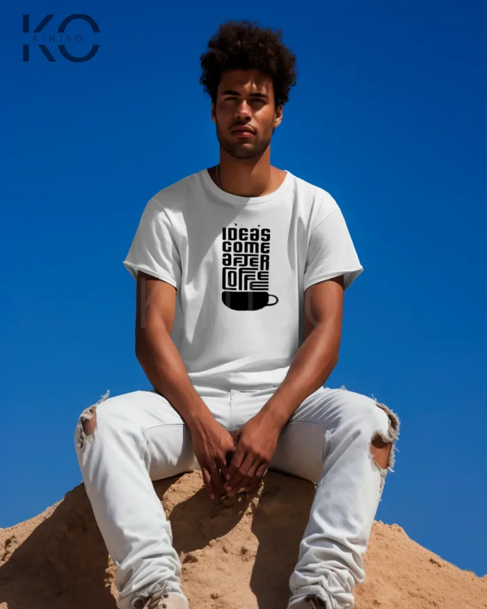 Half Sleeve T-Shirt for Men – Designer – Ideas Come After Coffee - Image 3