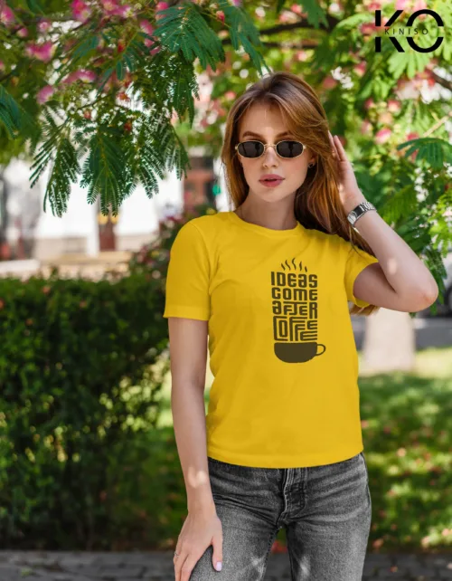 Ideas Come After Coffee Yellow 1