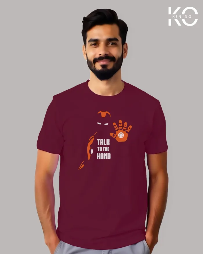 Movie Lovers t shirts with Iron Man Talk to the Hand Design Printed for men in Bangladesh - Image 5