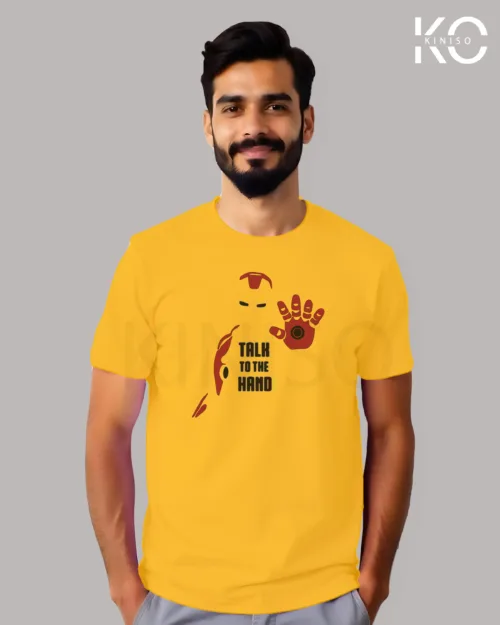 Iron man talk to the Hand Yellow