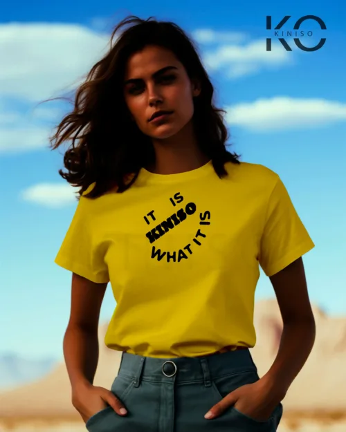 Image of Yellow color half sleeve designer t-shirt with Follow Your Dreams print for women at reasonable price