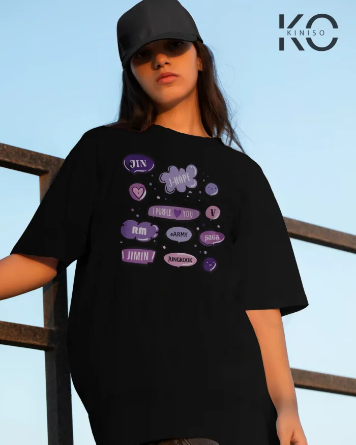 K-pop BTS T-shirt - BTS Member Names in Clouds - for Girls in Bangladesh - Image 8
