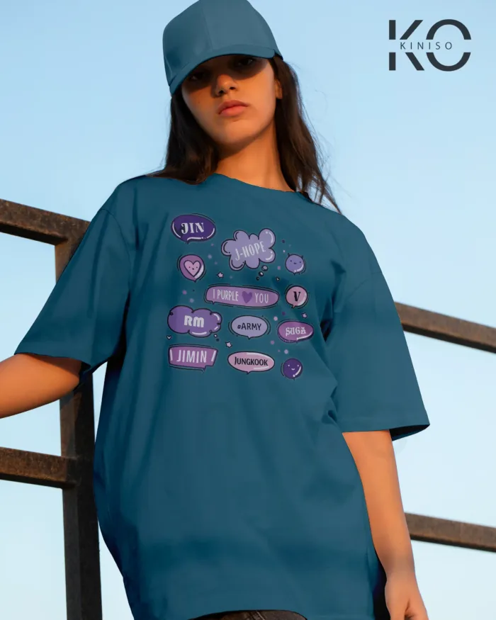 K-pop BTS T-shirt - BTS Member Names in Clouds - for Girls in Bangladesh - Image 6