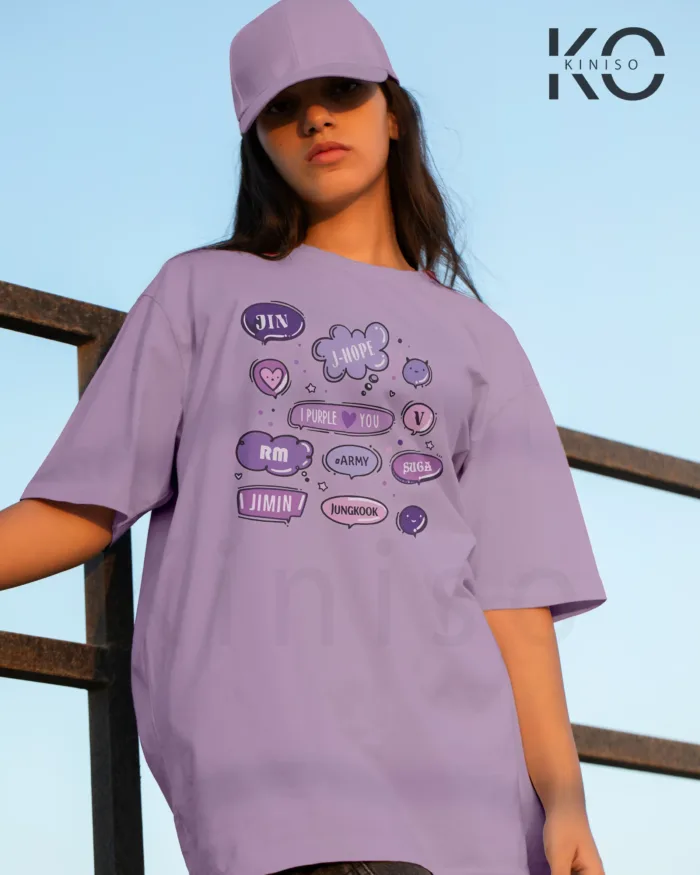 K-pop BTS T-shirt - BTS Member Names in Clouds - for Girls in Bangladesh - Image 5