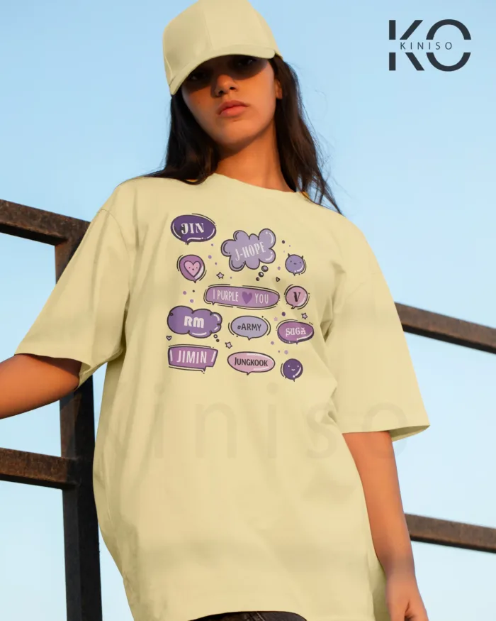 K-pop BTS T-shirt - BTS Member Names in Clouds - for Girls in Bangladesh - Image 4