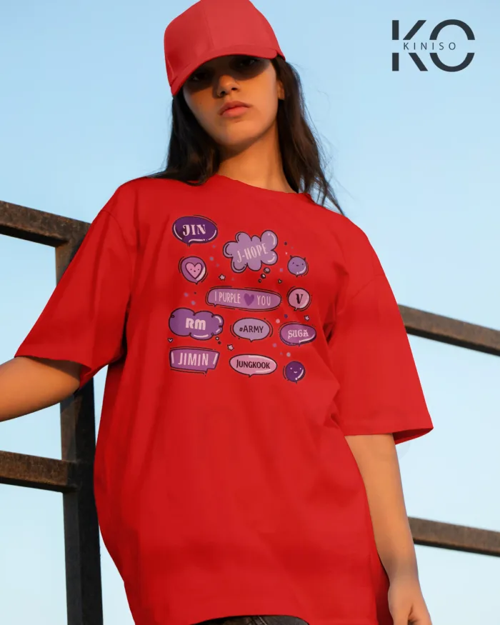 K-pop BTS T-shirt - BTS Member Names in Clouds - for Girls in Bangladesh - Image 3