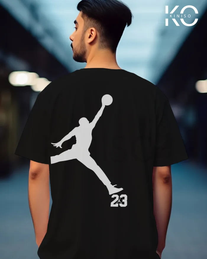 Image of Black Color NBA Drop Shoulder T-Shirts with Jordan 23 Printed for Basketball Lovers