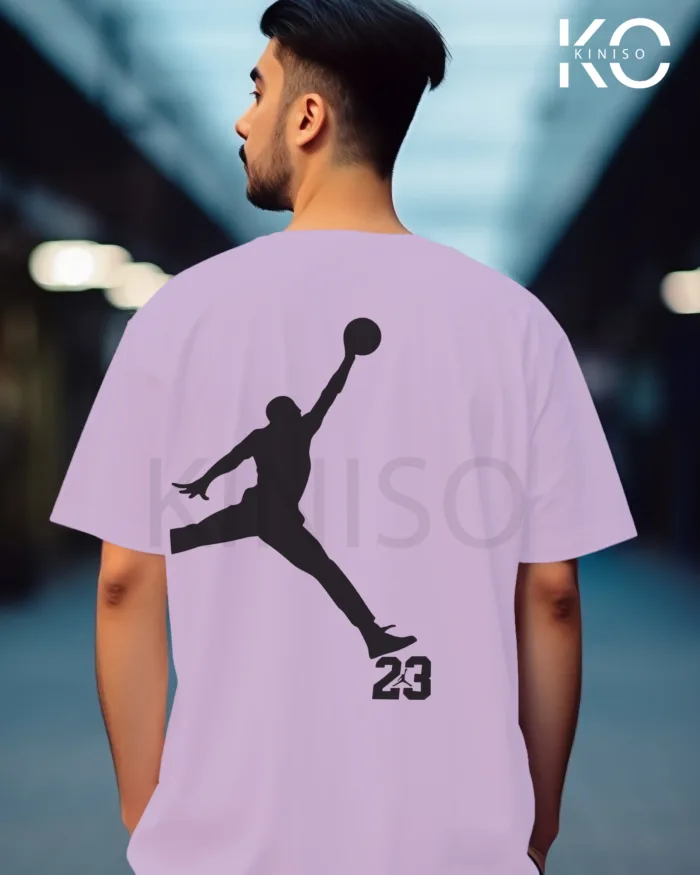 Image of Light Purple Color NBA Drop Shoulder T-Shirts with Jordan 23 Printed for Basketball Lovers