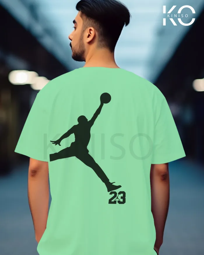 Image of Pastel Mint Color NBA Drop Shoulder T-Shirts with Jordan 23 Printed for Basketball Lovers