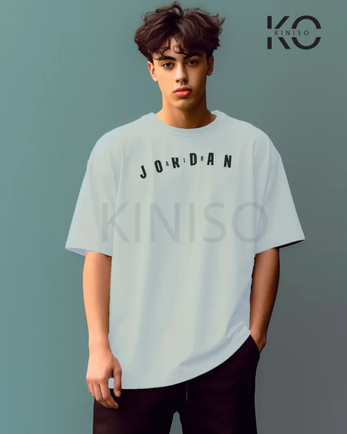 Image of Sky Blue Color NBA Drop Shoulder T-Shirts with Jordan 23 Printed for Basketball Lovers