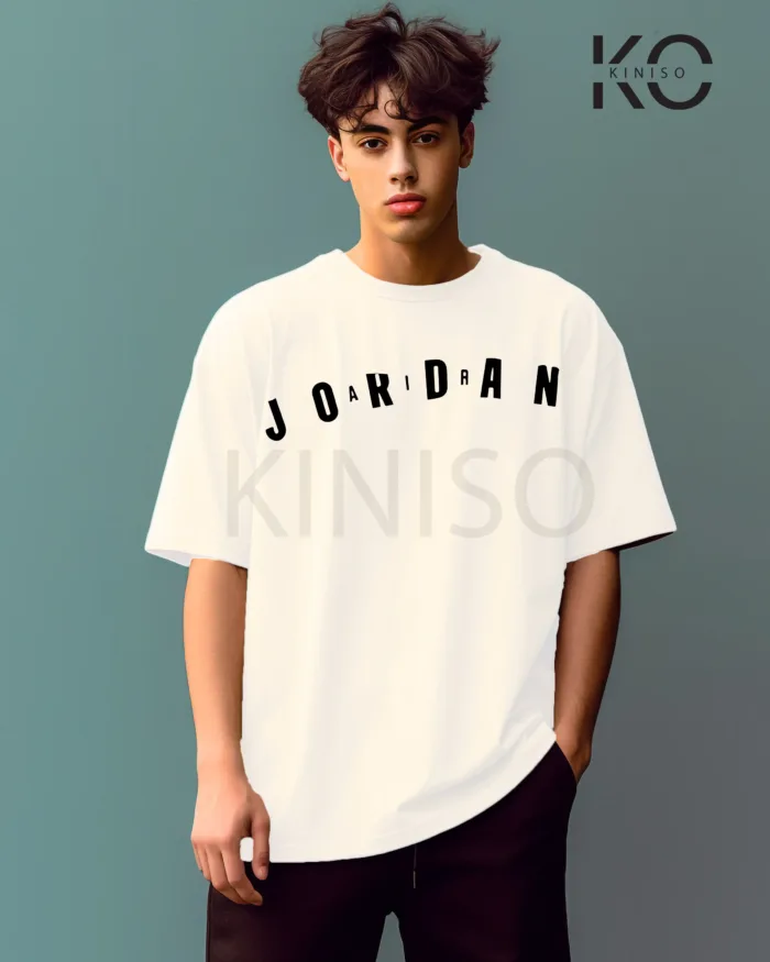 Image of White Color NBA Drop Shoulder T-Shirts with Jordan 23 Printed for Basketball Lovers