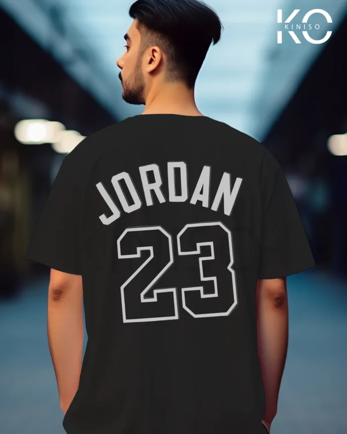 Image of Black Color NBA Drop Shoulder T-Shirts with Jordan 23 Printed for Basketball Lovers