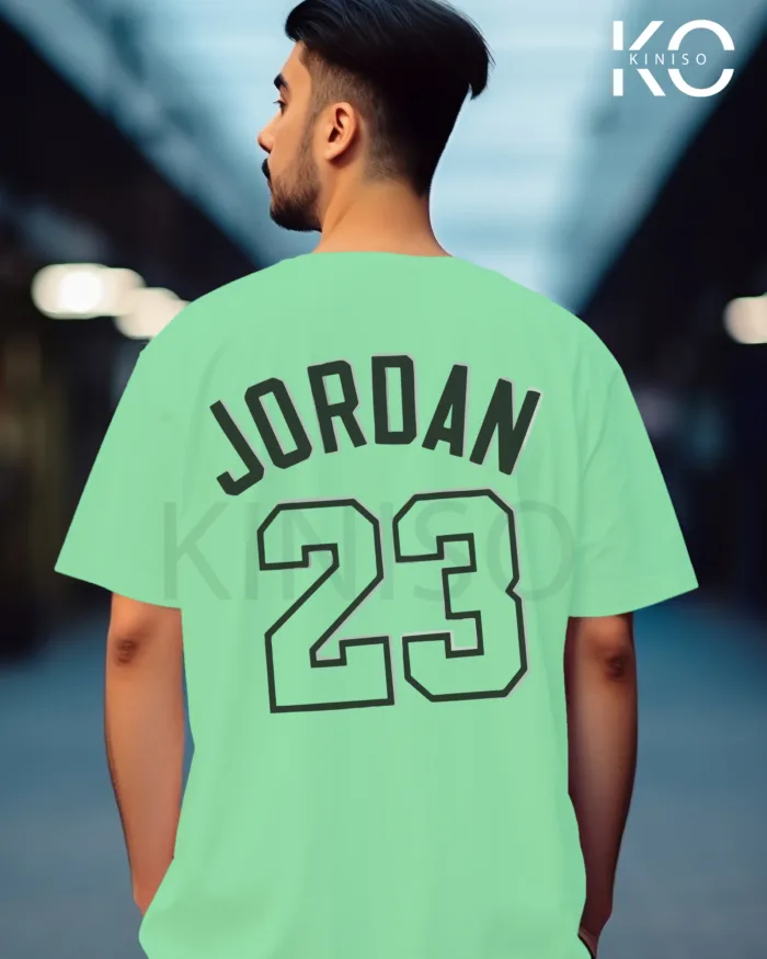 Image of Pastel Mint Color NBA Drop Shoulder T-Shirts with Jordan 23 Printed for Basketball Lovers