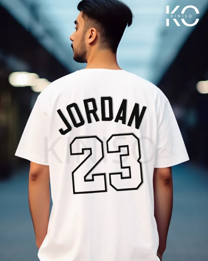 Image of White Color NBA Drop Shoulder T-Shirts with Jordan 23 Printed for Basketball Lovers