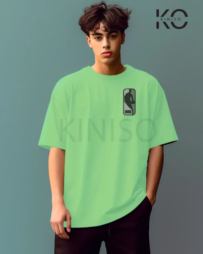 Image of Pastel Mint Color NBA Drop Shoulder T-Shirts with Jordan 23 Printed for Basketball Lovers
